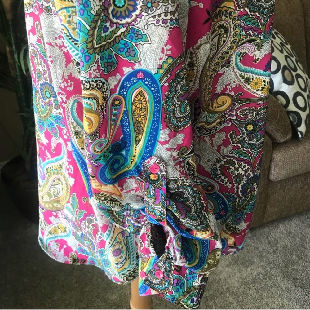 🇺🇸 Elementz Paisley Long Sleeve Print Women's Top - Multicolor, Size 2X - Picture 6 of 6